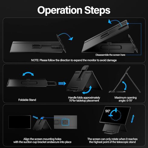 Setclod 23.8" Large Portable Monitor, 1080P FHD 100Hz Laptop Screen Extender, IPS 125% sRGB, Extra USB Hub for Office Gaming with Detachable Stand, Travel Monitor for Window, MAC, Xbox, Switch in Kuwait