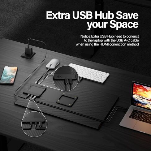 Setclod 23.8" Large Portable Monitor, 1080P FHD 100Hz Laptop Screen Extender, IPS 125% sRGB, Extra USB Hub for Office Gaming with Detachable Stand, Travel Monitor for Window, MAC, Xbox, Switch in Kuwait