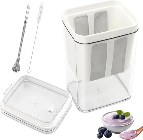 Greek Yogurt Strainer w/Lid 1.16QT Yoghurt Maker Strainers w/Fine Mesh Bag in Saudi Arabia