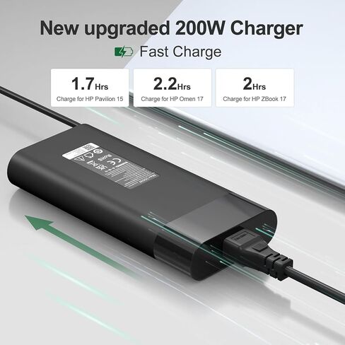 200W Laptop Charger for HP OMEN 15 17 Victus Gaming Notebook, ZBook 15 17 Studio G3 G4 G5 G6, Pavilion 17 15, TPN-DA10 TPN-CA11 19.5V 10.3A Power Adapter Cord in Saudi Arabia