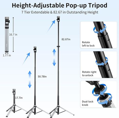 Aluminum Auto Pop-Up Starlink Mini Tripod Stand with Adapter & Ground Stake in Kuwait