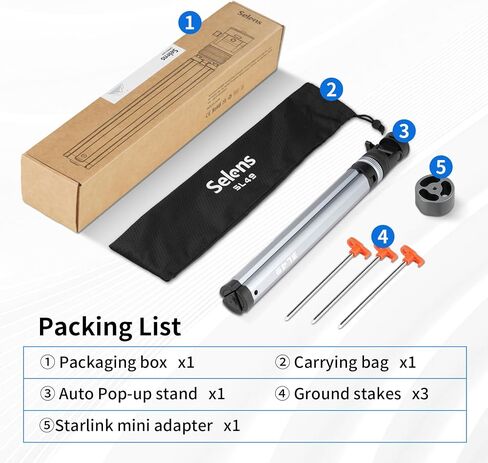 Aluminum Auto Pop-Up Starlink Mini Tripod Stand with Adapter & Ground Stake in Kuwait