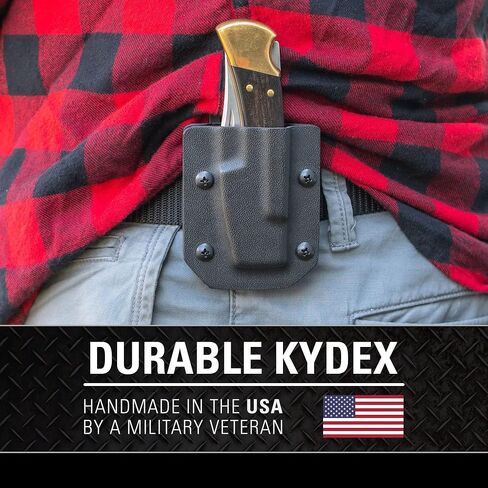Clip & Carry Kydex Sheath for the Buck 110 & Buck 112 Folding Pocket Knife - Made in USA - Belt Holster Case - Black in Kuwait