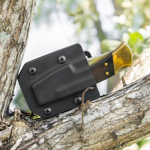 Clip & Carry Kydex Sheath for the Buck 110 & Buck 112 Folding Pocket Knife - Made in USA - Belt Holster Case - Black in Kuwait