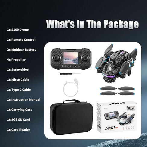 Remote with Screen Drone with Camera for Adult,1080P RC Drone with Flashing Lights,Smart Obstacle Avoidance FPV for Beginners with 8G Flashdrive and Card Reader in Saudi Arabia