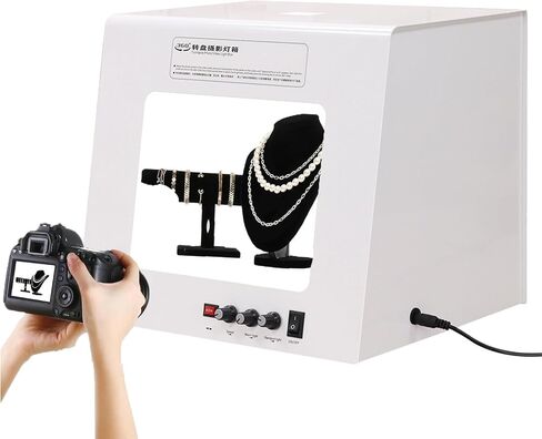 2 Lighting Modes Light Box & Soft Box, 3000K-5500K Color Temp, 5 Color Photography Backdrops Photo Box with Electric Rotating Platform, for Jewelry and Product Photography in Kuwait