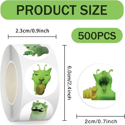500 PCS Alien Cat Stickers Roll, 14 Cute Kawaii Designs Waterproof Vinyl Mini Stickers (0.7 Inch) for Water Bottles, Laptop, Journal, Scrapbooking, Planner, Party Favors in Saudi Arabia