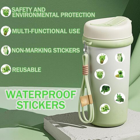 500 PCS Alien Cat Stickers Roll, 14 Cute Kawaii Designs Waterproof Vinyl Mini Stickers (0.7 Inch) for Water Bottles, Laptop, Journal, Scrapbooking, Planner, Party Favors in Saudi Arabia
