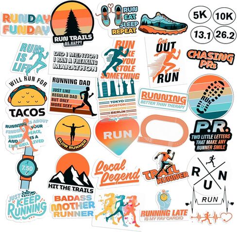 Running Stickers 34 Pack for Water Bottle, Laptop, Marathon and Track in Saudi Arabia