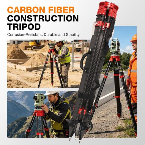 MOETER Carbon Fiber Survey Tripod, 5/8 in 11 Thread, 179 cm Heavy Duty in Saudi Arabia