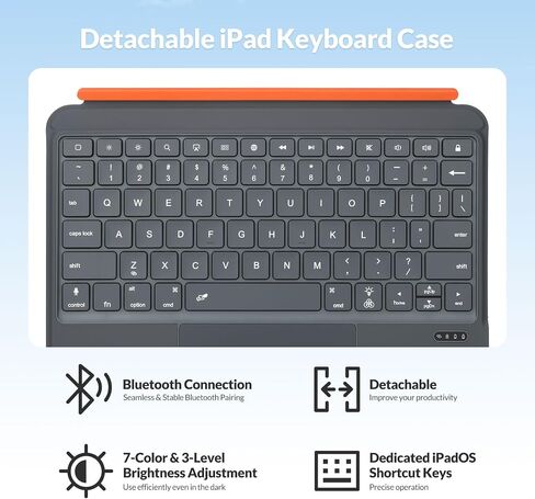 Rii Keyboard Case for iPad A16 11th/10th Gen with Touchpad, Wireless in Kuwait