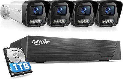 Rraycom 4CH PoE Security Camera System, 3MP 4 Cameras, 4K NVR with 1TB HDD in Kuwait