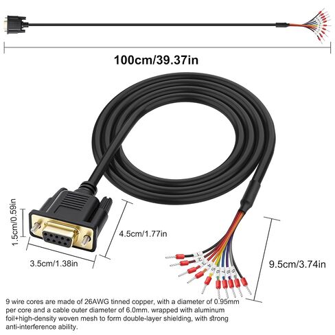 MEIRIYFA DB9 Female RS232 to 9 Pin Serial Extension Cable 26AWG in Kuwait