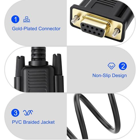 MEIRIYFA DB9 Female RS232 to 9 Pin Serial Extension Cable 26AWG in Kuwait