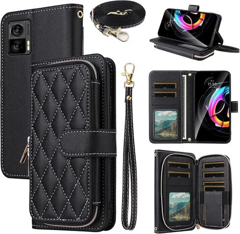 Argyle Wallet Case for Motorola Edge 30 Neo Women Girls Black in Kuwait