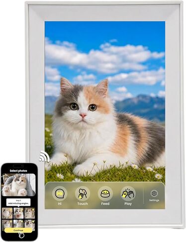 Pet Live 10.1" Digital Picture Frame for Pet Memorial, 1280×800 IPS HD Touch Screen, 16GB Storage, Digital Photo Frame for Dogs & Cats, Sympathy Gift for Pet Loss, White in Kuwait