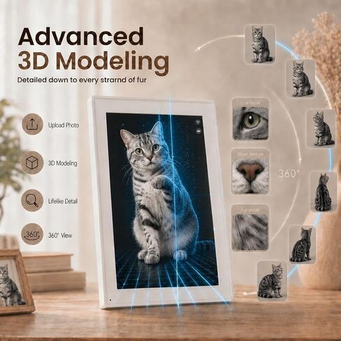 Pet Live 10.1" Digital Picture Frame for Pet Memorial, 1280×800 IPS HD Touch Screen, 16GB Storage, Digital Photo Frame for Dogs & Cats, Sympathy Gift for Pet Loss, White in Kuwait