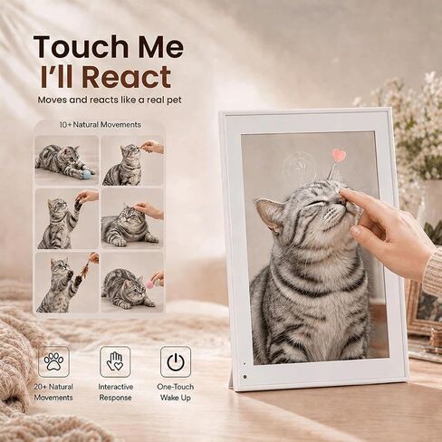 Pet Live 10.1" Digital Picture Frame for Pet Memorial, 1280×800 IPS HD Touch Screen, 16GB Storage, Digital Photo Frame for Dogs & Cats, Sympathy Gift for Pet Loss, White in Kuwait
