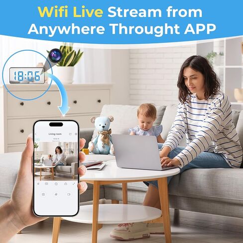 Hidden Camera Clock, WiFi Spy Camera with Night Vision in Kuwait