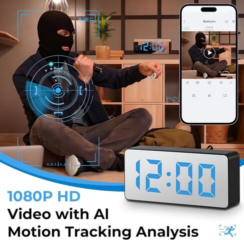 Hidden Camera Clock, WiFi Spy Camera with Night Vision in Kuwait