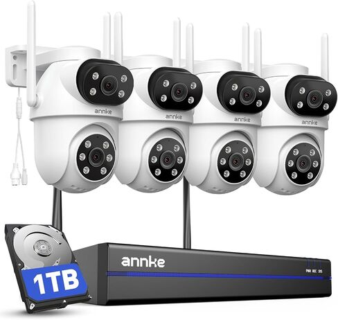 ANNKE Wireless Security Camera System, 4K NVR, 4 Dual-Lens PT Cams, 1TB HDD in Kuwait