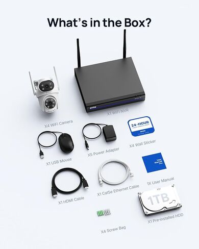 ANNKE Wireless Security Camera System, 4K NVR, 4 Dual-Lens PT Cams, 1TB HDD in Kuwait