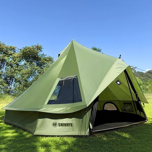 Bell Yurt Tent with Stove Jack, Waterproof Luxury 4 Season Tent 420D Oxford Cloth Green Glamping Tents for Family Outdoor Camping, Hunting, Party, All Year Living in Kuwait
