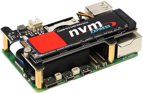Geekworm X1001 M.2 Key-M NVMe SSD PIP PCIe Peripheral Board+P579 Metal Case with Official Pi 5 Active Cooler+PD 27W USB-C Power Supply for Raspberry Pi 5 in Kuwait