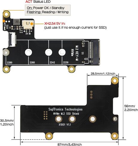 Geekworm X1001 M.2 Key-M NVMe SSD PIP PCIe Peripheral Board+P579 Metal Case with Official Pi 5 Active Cooler+PD 27W USB-C Power Supply for Raspberry Pi 5 in Kuwait