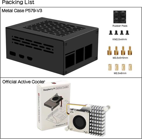 Geekworm X1001 M.2 Key-M NVMe SSD PIP PCIe Peripheral Board+P579 Metal Case with Official Pi 5 Active Cooler+PD 27W USB-C Power Supply for Raspberry Pi 5 in Kuwait