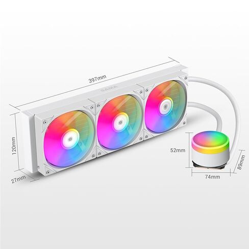SAMA L60 360 AIO CPU Liquid Cooler, ARGB Pump, 3x120mm ARGB PWM Fans,White in Kuwait