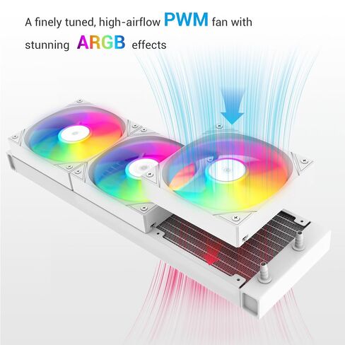 SAMA L60 360 AIO CPU Liquid Cooler, ARGB Pump, 3x120mm ARGB PWM Fans,White in Kuwait