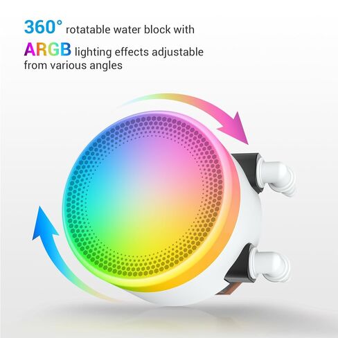 SAMA L60 360 AIO CPU Liquid Cooler, ARGB Pump, 3x120mm ARGB PWM Fans,White in Kuwait