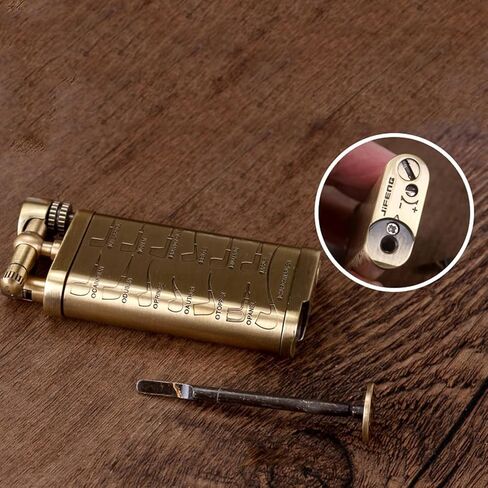 Pipe Lighter Classic Pipe Shapes, Vintage Butane Lighter Antique Style Lift Arm with 45 Angle Soft Flame, Tamper & Pick, Pipe Gift Butane not Included in Kuwait