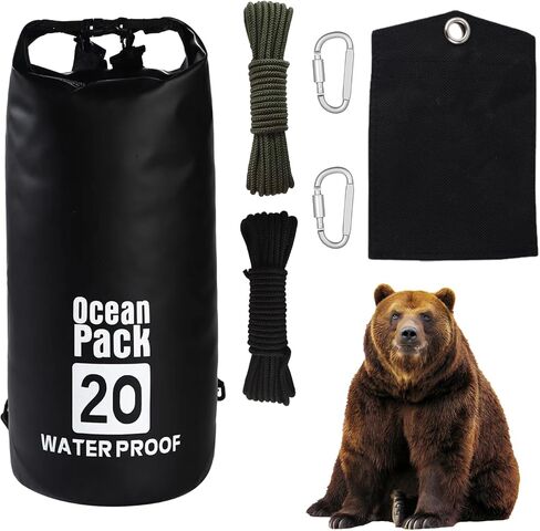 Bear Bag Hanging Kit, 10L Bear Food Bag Hanging System, Camping Bears Bags Kit Include Waterproof Bears Bags, Pulley System with Survival Utility Ropes, Clips, Rock Pouch in Saudi Arabia