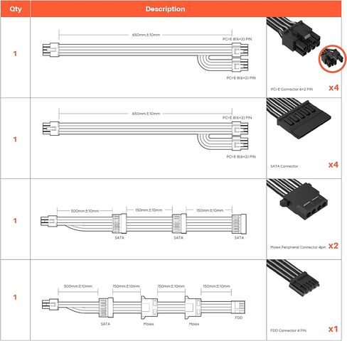 Replacement Power Supply Cable Set for ARESGAME AGW650/AGW750 PSU in Kuwait