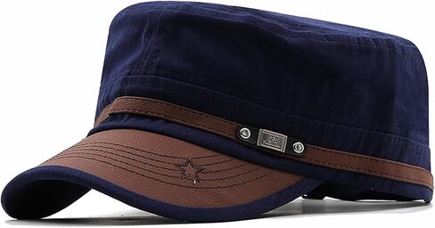 Casual Washed Curved Brim Flat Top Military Hats for Men Adjustable Snapback All Seasons in Saudi Arabia