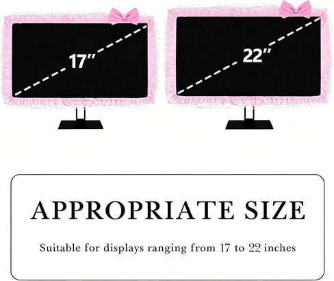 2 Pack Cute Computer Monitor Cover, 17''-22'' Elastic Monitor Dust Cover with Bow Knot, Lovely Monitor Accessories Screen Monitor Decoration for Tablet (Pink) in Saudi Arabia