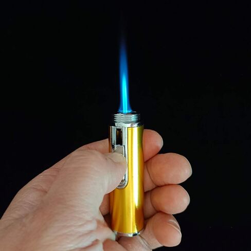 Torch Lighter,Long Lighters Refillable Butane Fuel Jet Flame Pen Torch Adjustable Windproof Lighters(Gas Not Included) (2 Pack Golden in Kuwait