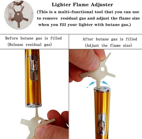 Torch Lighter,Long Lighters Refillable Butane Fuel Jet Flame Pen Torch Adjustable Windproof Lighters(Gas Not Included) (2 Pack Golden in Kuwait