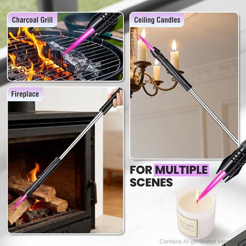 Windproof Torch Lighter, Long Camping Lighter Refillable Butane Gas - 4 in 1 Extendable Lightsaber Lighter with Safety Lock/Jet Flame Cool Lighters for Fireplace Campfires Outdoor Tool for Men in Kuwait
