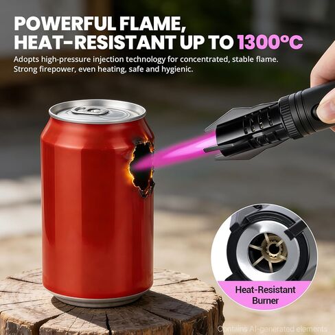 Windproof Torch Lighter, Long Camping Lighter Refillable Butane Gas - 4 in 1 Extendable Lightsaber Lighter with Safety Lock/Jet Flame Cool Lighters for Fireplace Campfires Outdoor Tool for Men in Kuwait