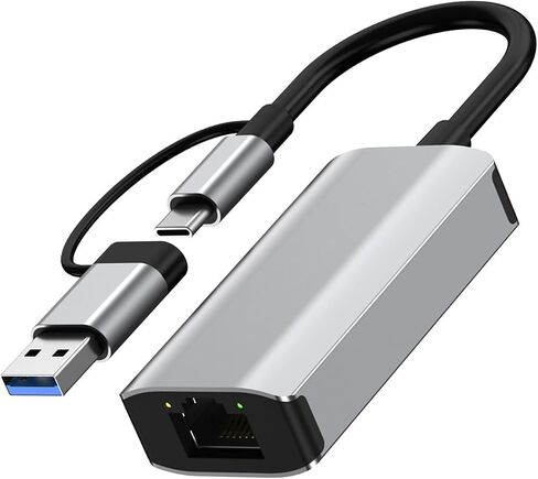 USB a & C to RJ45 2.5G Ethernet Adapter Port Gigabit Converter, Plug & Play, Aluminum Build for Laptops & Gaming in Saudi Arabia