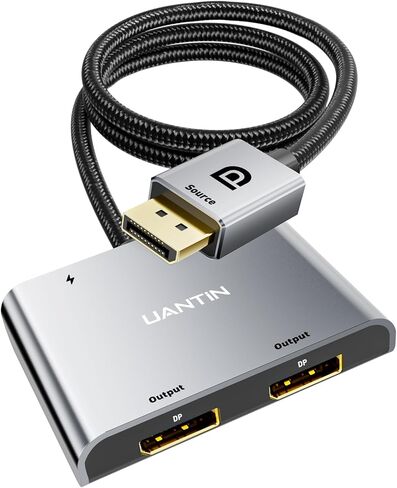 UANTIN DisplayPort to Dual DisplayPort Splitter Extended Display Adapter | 4K 60Hz Display Port Splitter 1 in 2 Out for Dual Monitors, MST Hub - External Graphics Card - DP Adapter for PC, NVIDIA, AMD in Kuwait