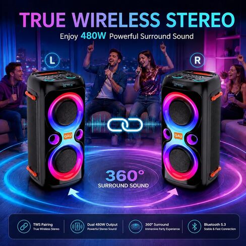 240W Peak Large Bluetooth Speaker, Dual 6.5" Woofers Deep Bass in Saudi Arabia