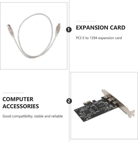 Pcie to 1394 Expansion Card 3 Ports Metal Black in Kuwait