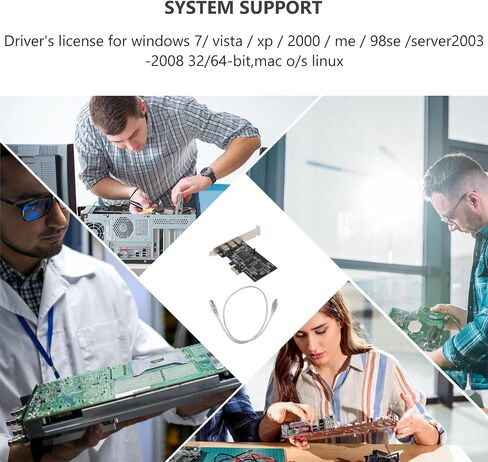 Pcie to 1394 Expansion Card 3 Ports Metal Black in Kuwait