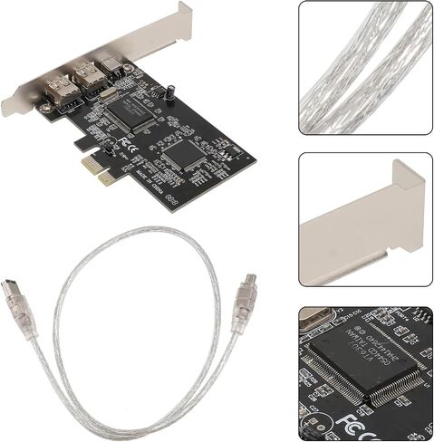 Pcie to 1394 Expansion Card 3 Ports Metal Black in Kuwait