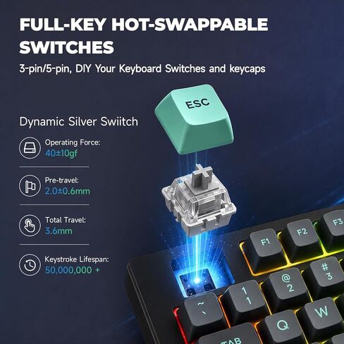 VGN N75 Wired 75% Compact Mechanical RGB Gaming Keyboard with Media Knob in Kuwait