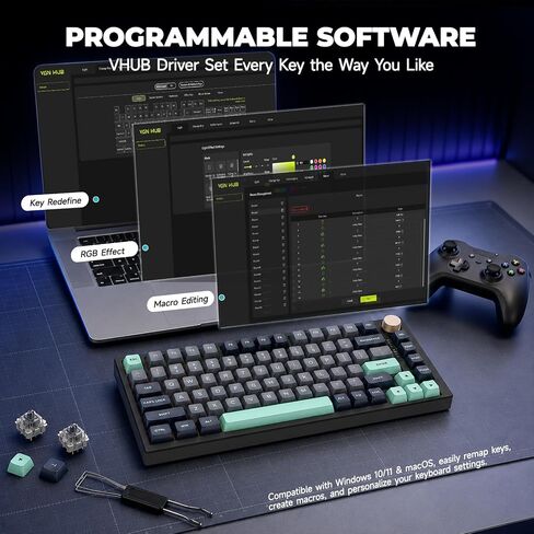 VGN N75 Wired 75% Compact Mechanical RGB Gaming Keyboard with Media Knob in Kuwait